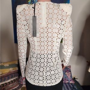 NWT Zhivago Shadow Lounge Top White & Gold L